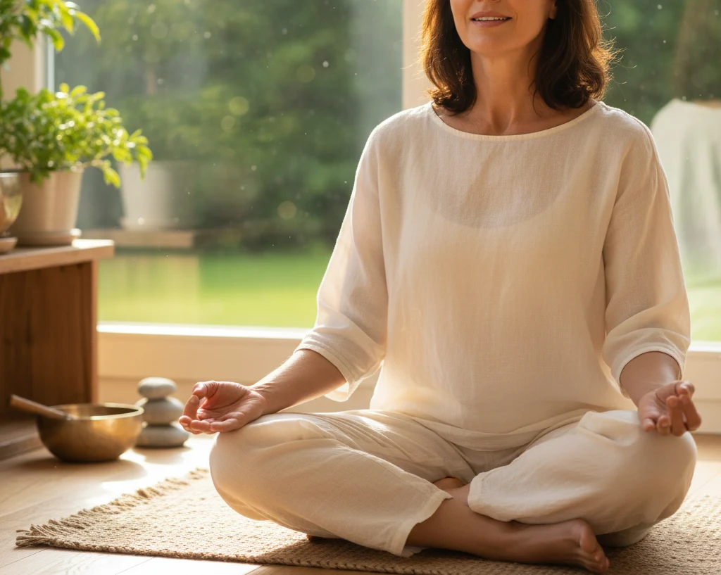 Person meditating peacefully