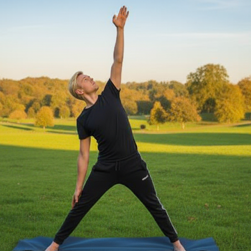 Man stretching outdoors